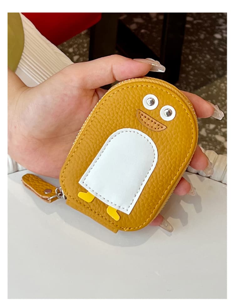 動物モチーフ ファスナー付きコンパクト革素材名刺入れ